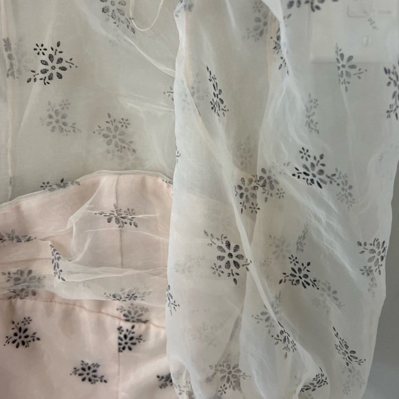 Zara Sheer Floral Blouse - Black and Cream - Picture 7 of 11